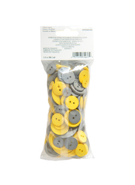 Gray and Yellow Assorted Buttons, 3 Packages 
