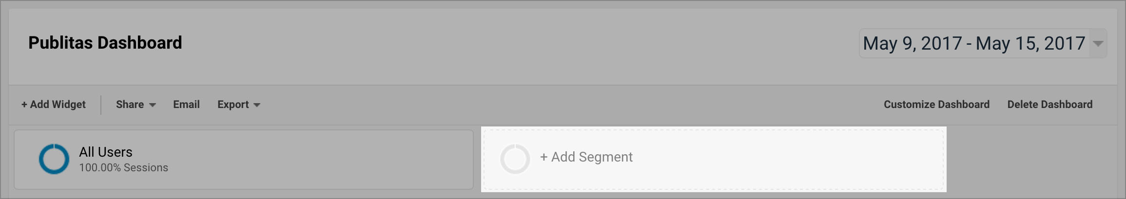 Adding a segment in Google Analytics.