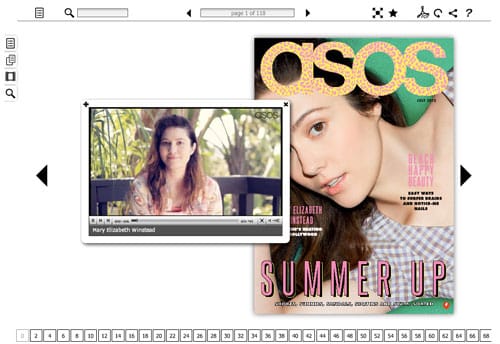 Screenshot of ASOS Magazine with Marie Elizabeth Winsted on the cover and videos