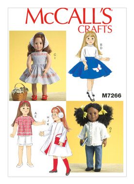 McCall's M7266 (Digital) | Retro Clothes for 18" Dolls | Front of Envelope