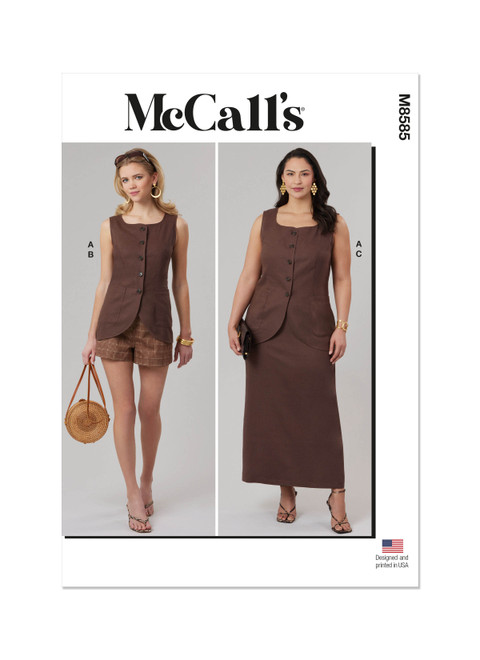 McCall's M8585 | McCall's Sewing Pattern Misses' and Women's Top, Shorts and Skirt with Petite Lines | Front of Envelope