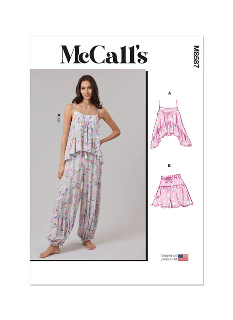 McCall's M8587 | McCall's Sewing Pattern Misses' Top, Shorts and Pants | Front of Envelope