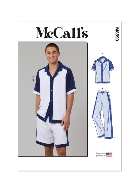 McCall's M8590 | McCall's Sewing Pattern Men's Top, Shorts and Pants | Front of Envelope