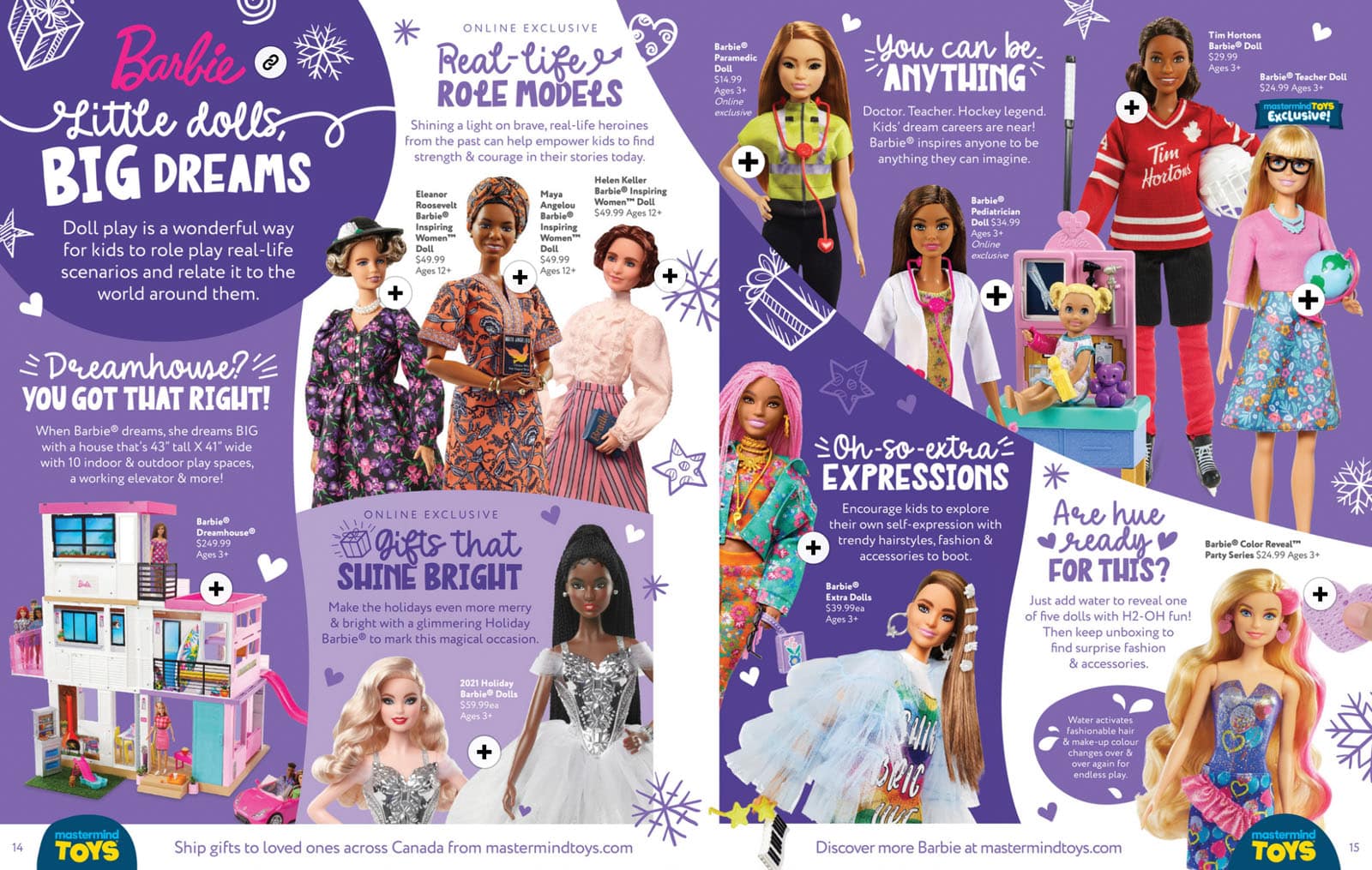 Barbie doll section in Mastermind's holiday play guide.