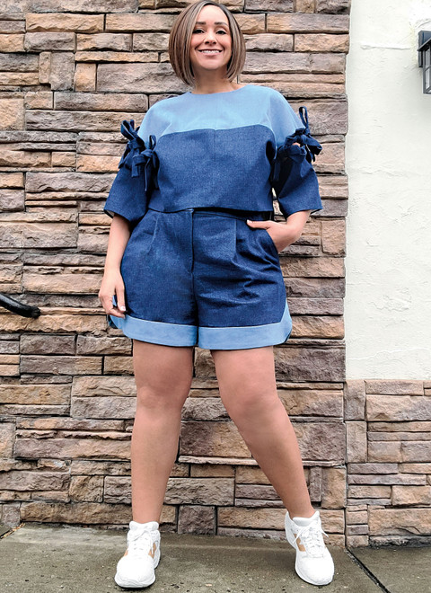 Know Me ME2127 | Misses' and Women's Top with Detachable Sleeves and Shorts by Keechii B Style