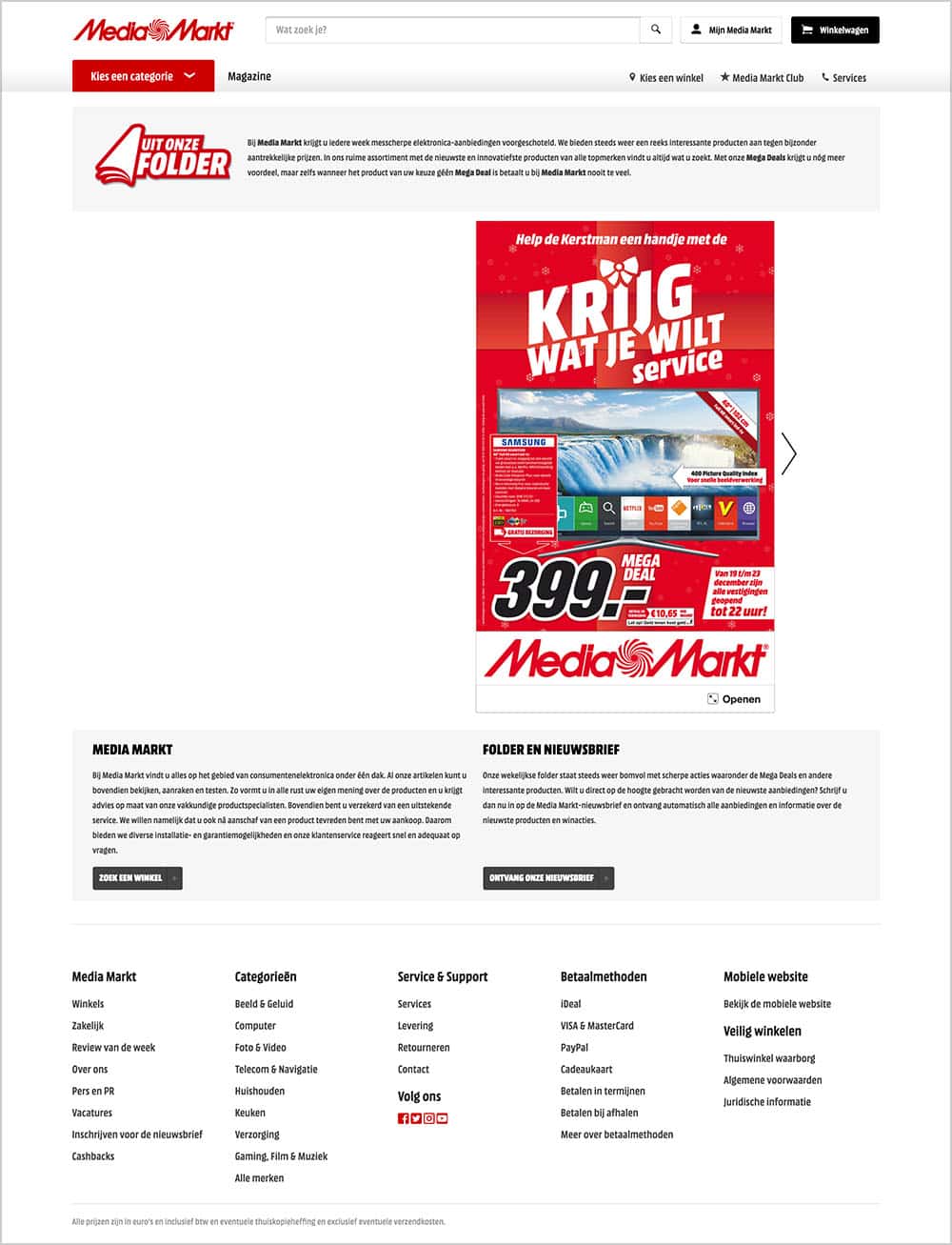 Media Markt online catalog landing page.