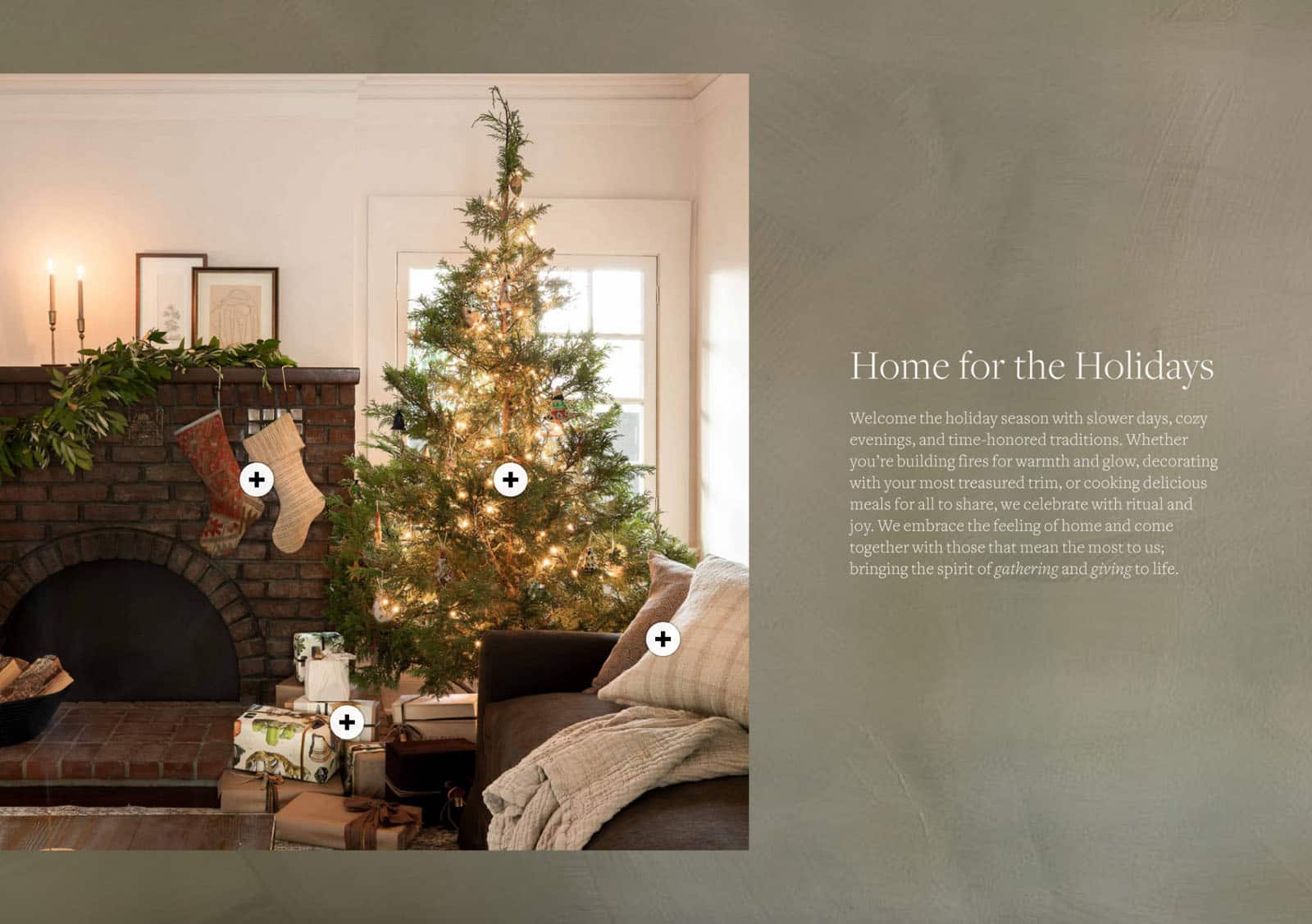 Christmas interior design ideas next to the message: Home for the Holidays.