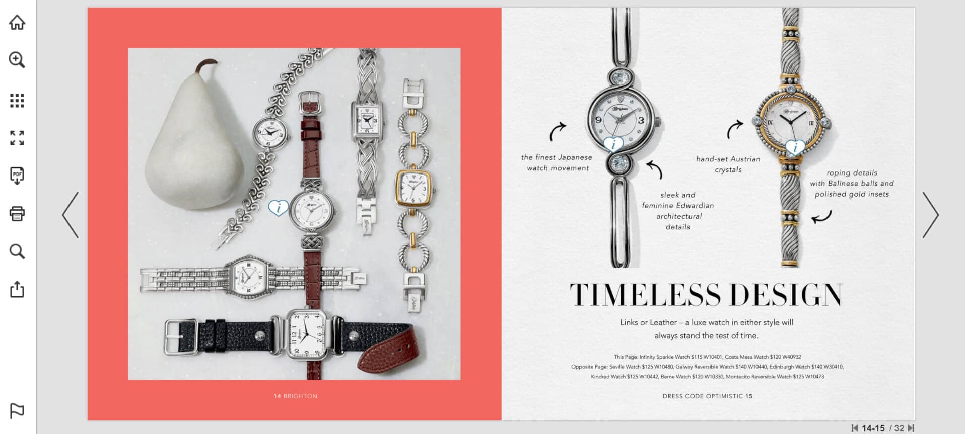 A screenshot of an online catalog showing beautiful watches.