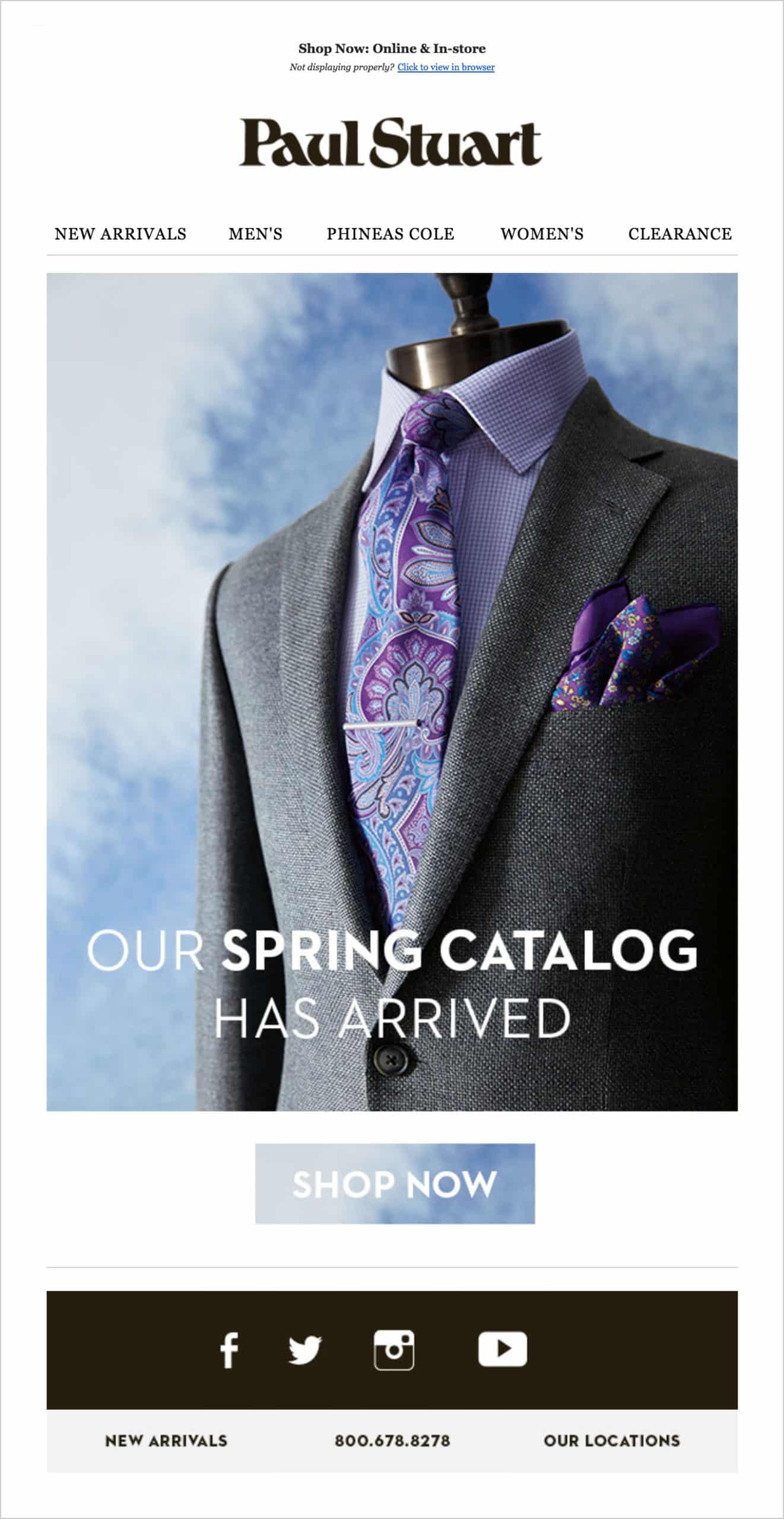 Mail sent out by Paul Stuart specifically to highlight their spring catalog.