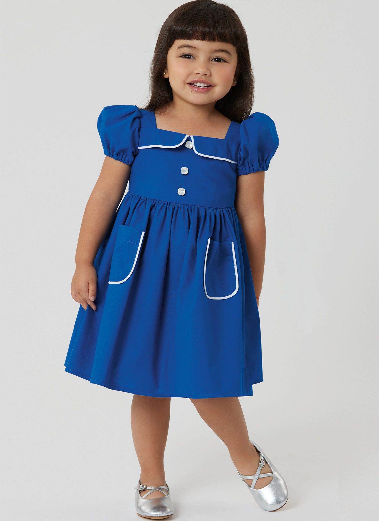 Girl in blue dress