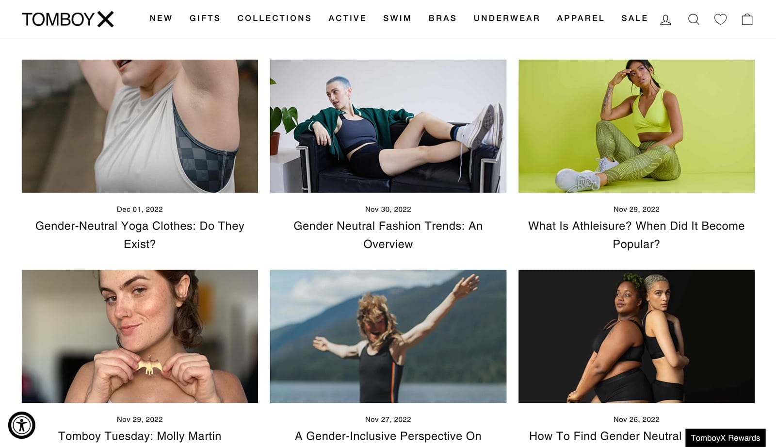 A blog with articles such as: Gender-Neutral Yoga Clothes: Do They Exist?