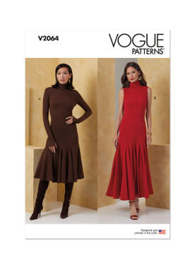 Vogue Patterns V2064 | Misses' Knit Dresses | Front of Envelope