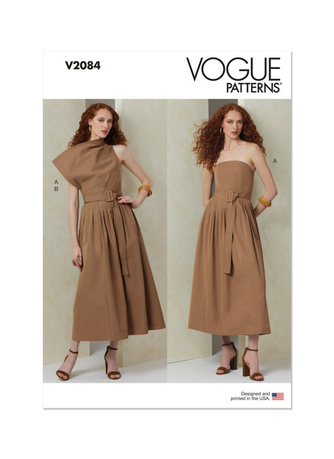 Vogue Patterns V2084 | Vogue Patterns Misses' Dress with Belt and Overbodice | Front of Envelope