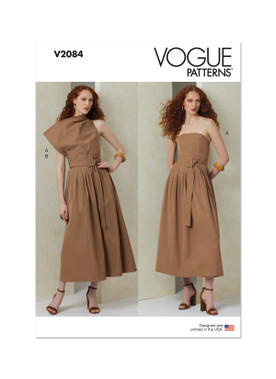Vogue Patterns V2084 | Vogue Patterns Misses' Dress with Belt and Overbodice | Front of Envelope