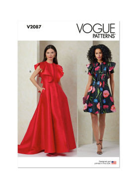 Vogue Patterns V2087 | Vogue Patterns Misses' Dress with Sleeve and Length Variations | Front of Envelope
