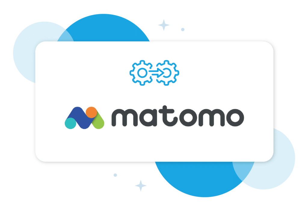 Matomo-Logo und zwei ineinander greifende Zahnräder