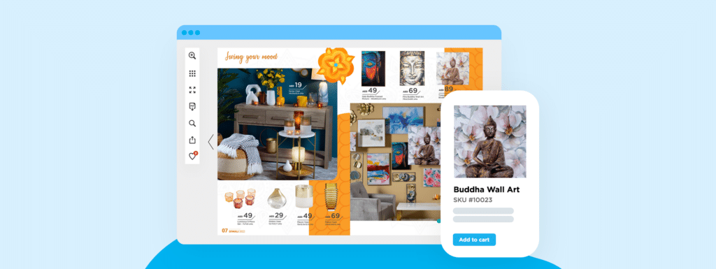 A Diwali-themed catalog for Diwali 2023 with a pop-up showing a Buddha painting you can add to cart.