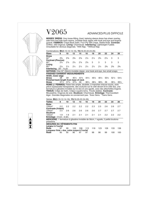 Vogue Patterns V2065 | Misses' Dress by Tom And Linda Platt | Back of Envelope