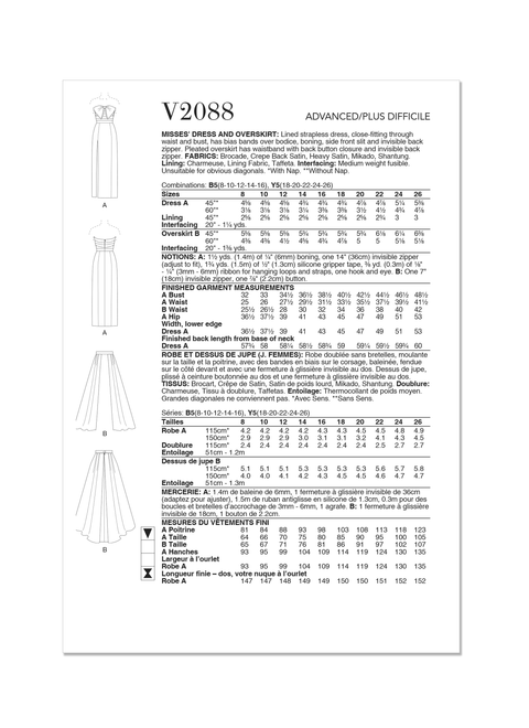 Vogue Patterns V2088 | Vogue Patterns Misses' Dress and Overskirt | Back of Envelope